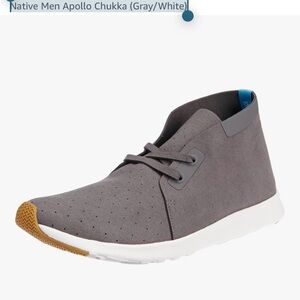 Native Apollo Chukka Boots Gray/White Suede – Men’s 7 / Women’s 9